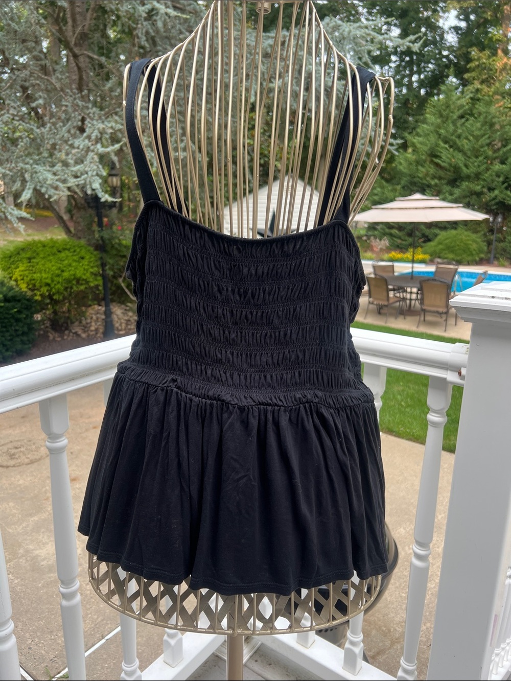 American Eagle Outfitters Black Smocked Peplum Camisole